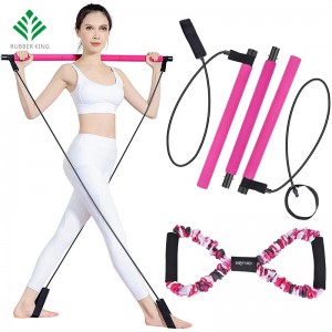 Pilates Bar Set, φορητή γιόγκα άσκηση pilate stick με βρόχο ποδιών αντίστασης, εξοπλισμός γυμναστικής